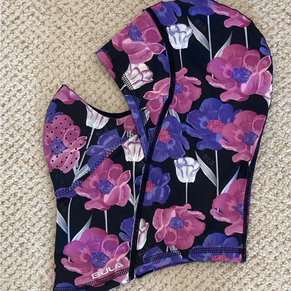 Floral Face Mask by Bula - Pink and Purple Sharp Printed Balaclava- Size Large
